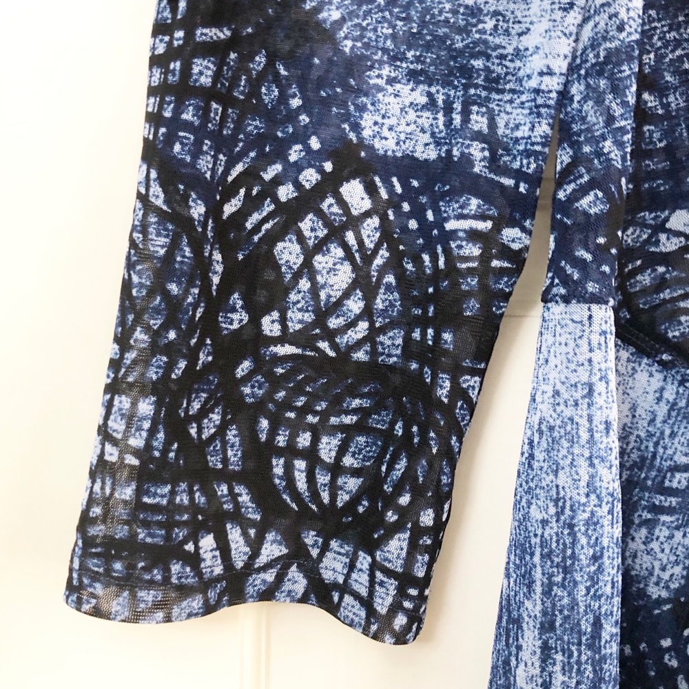 John Mark | Mesh Roll Tab Long Sleeve Blue Tunic Top Cardigan Large Coastal - Picture 8 of 15